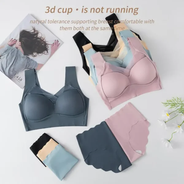 Silk Underwear Set with Wireless Push-up Bra